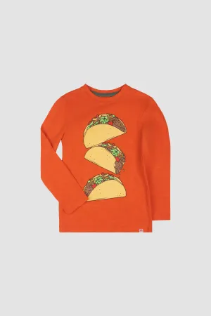 APP Taco Graphic Long Sleeve Tee in Orange