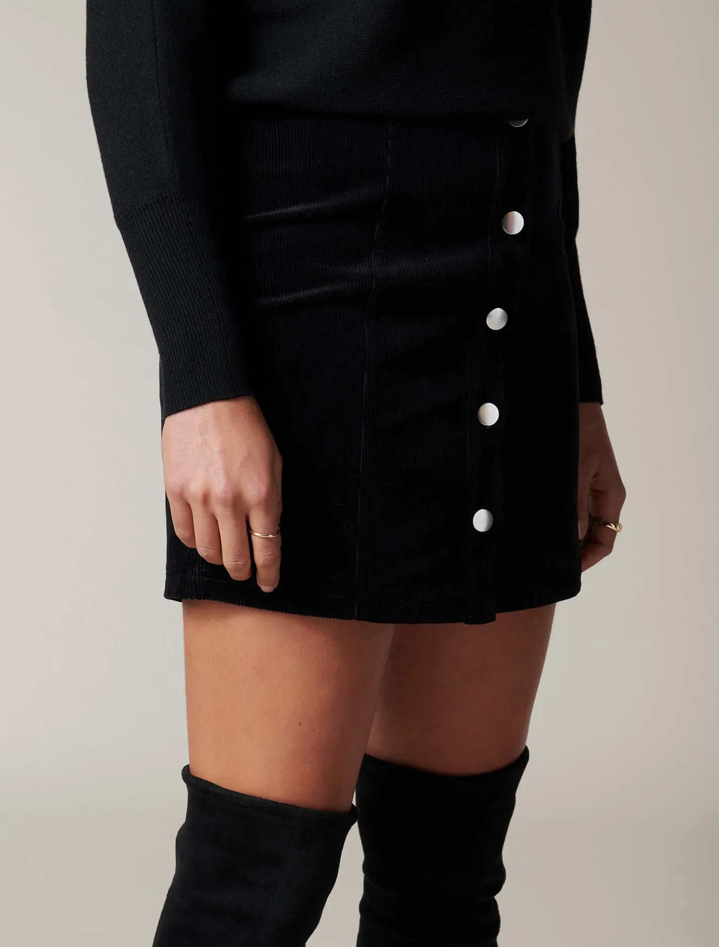 Aurora Button Cord Mini Skirt