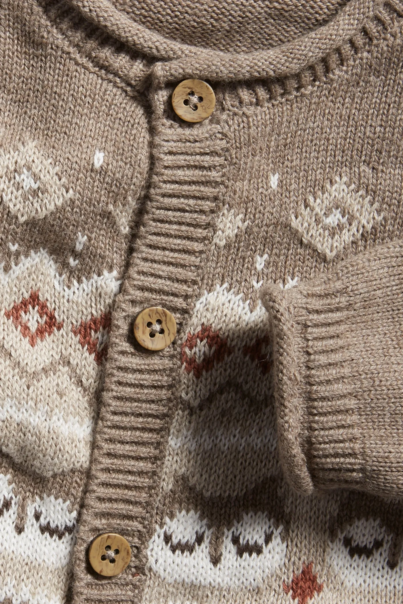 Baby brown jacquard knitted owl cardigan