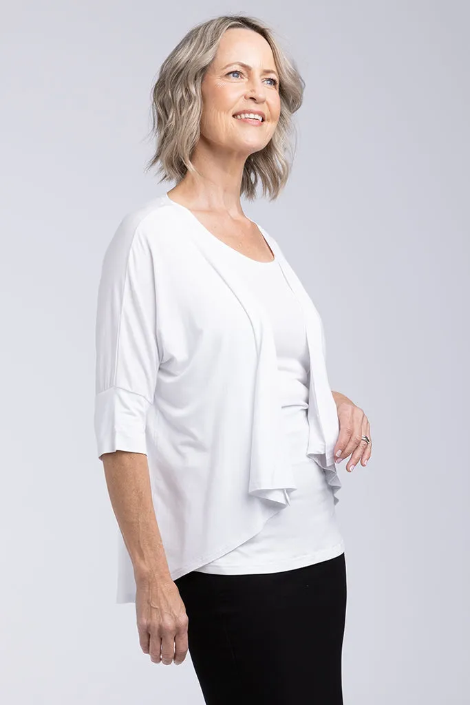 Bamboo Drape Cardi - White