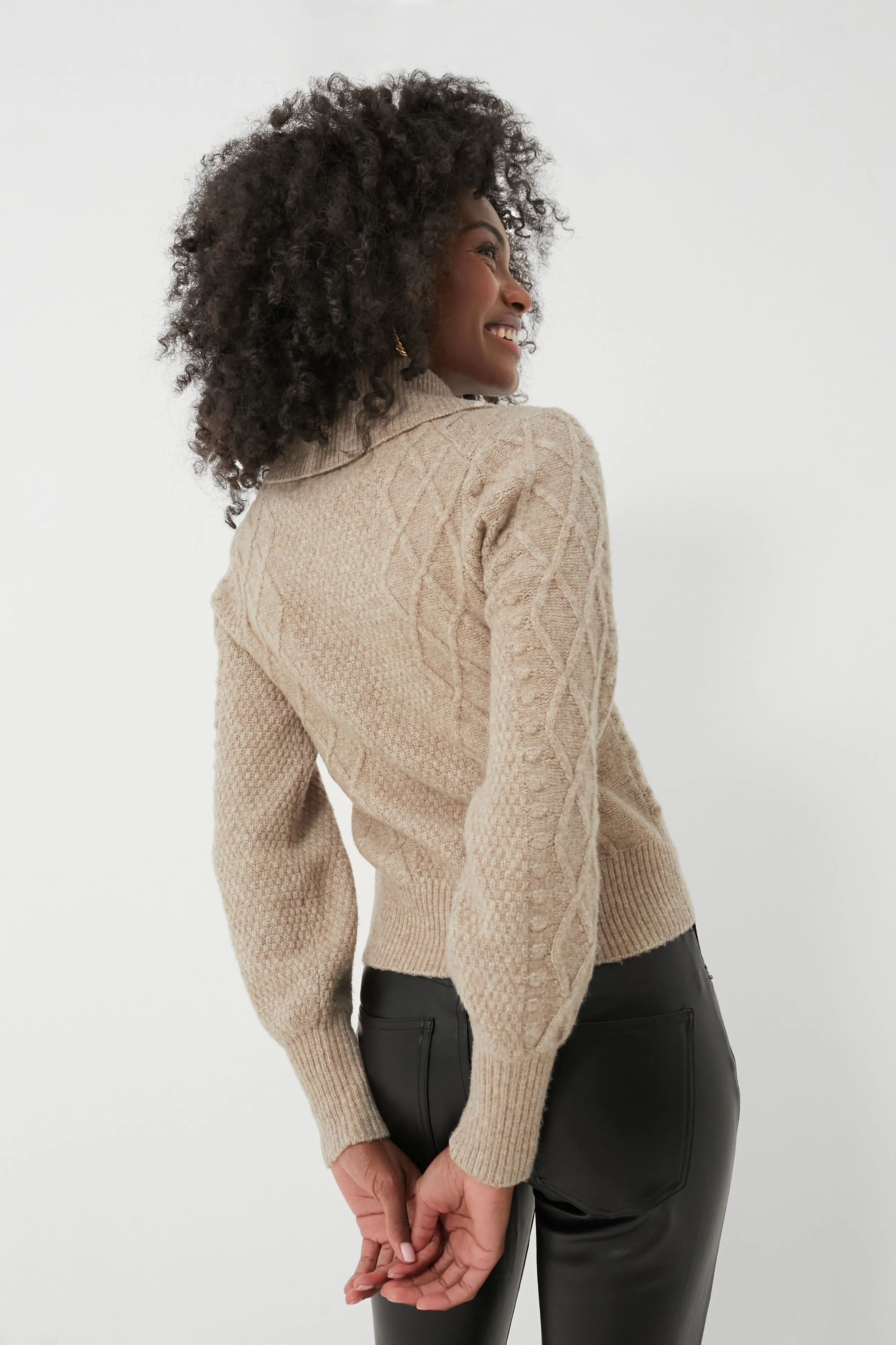 Beige Eyelet Cardigan