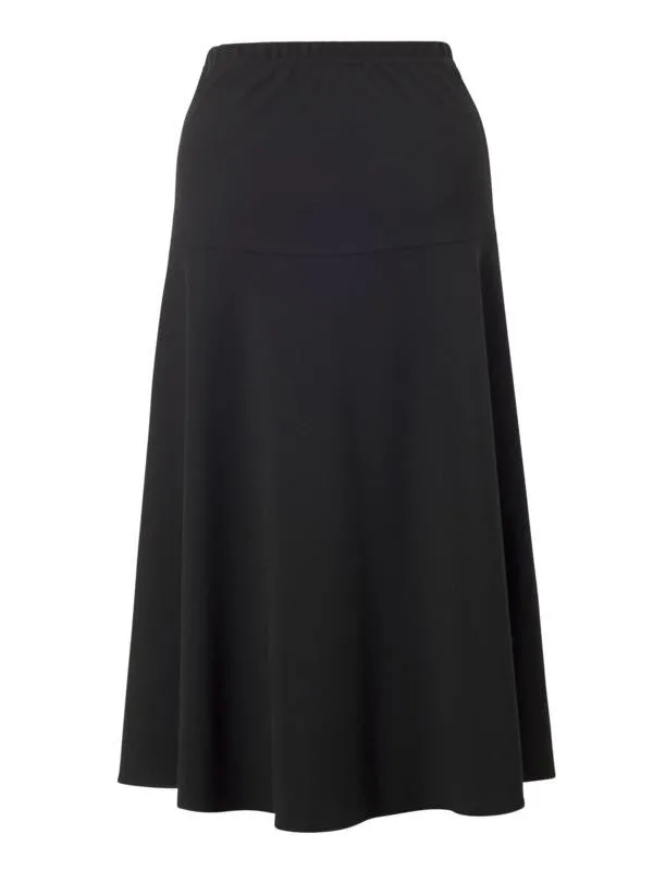 Black Flared Moss Crepe Skirt