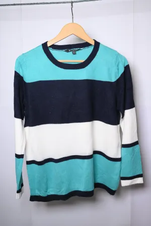 Bonmarche Medium Blue, Black, and White Sweatshirt