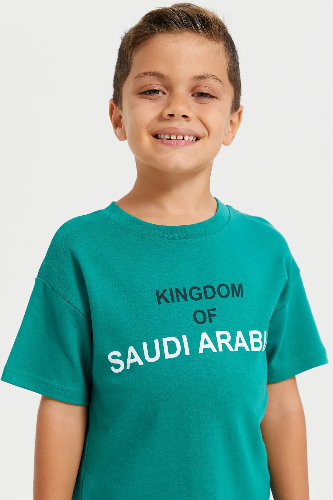 Boys Green Printed T-Shirt