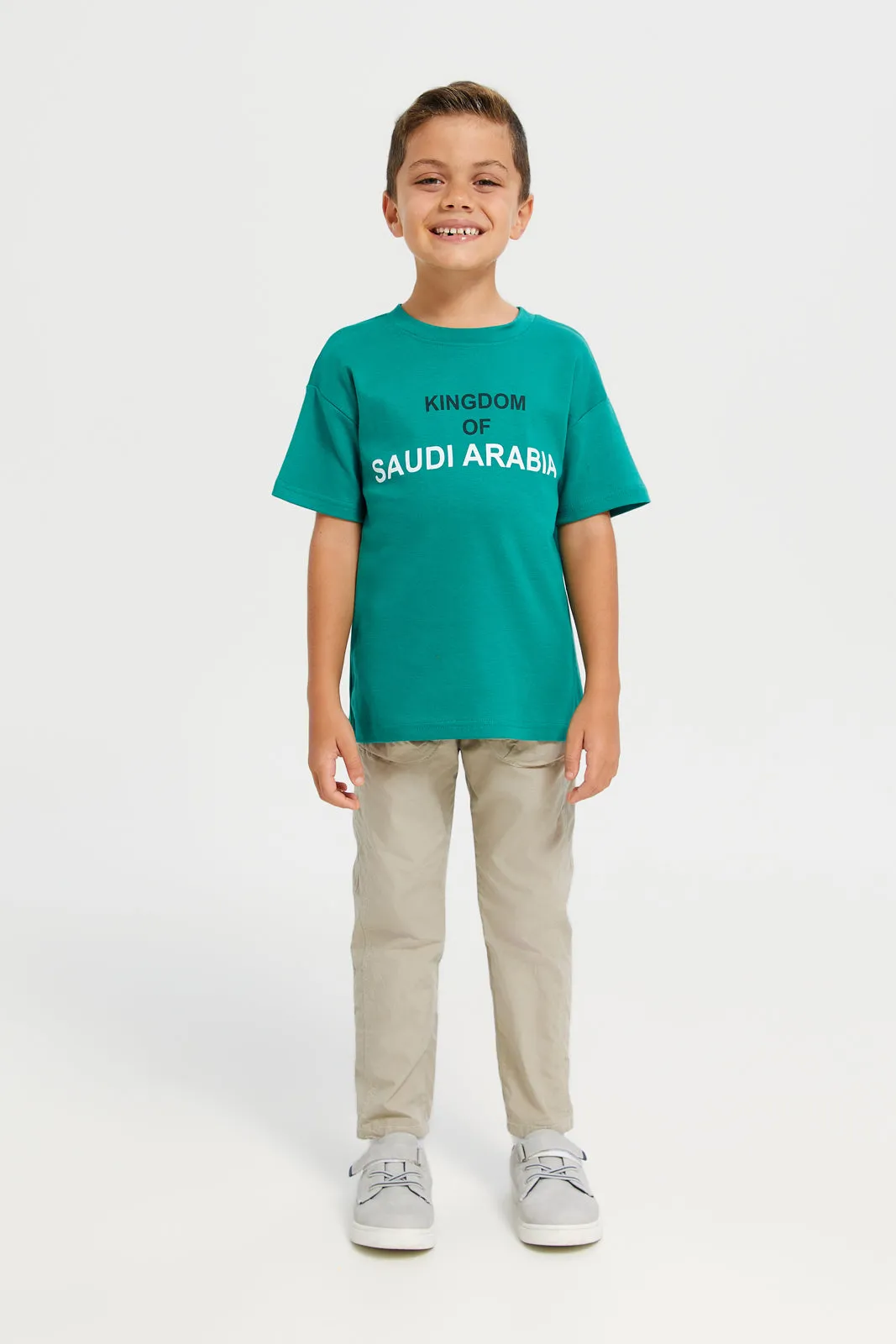 Boys Green Printed T-Shirt