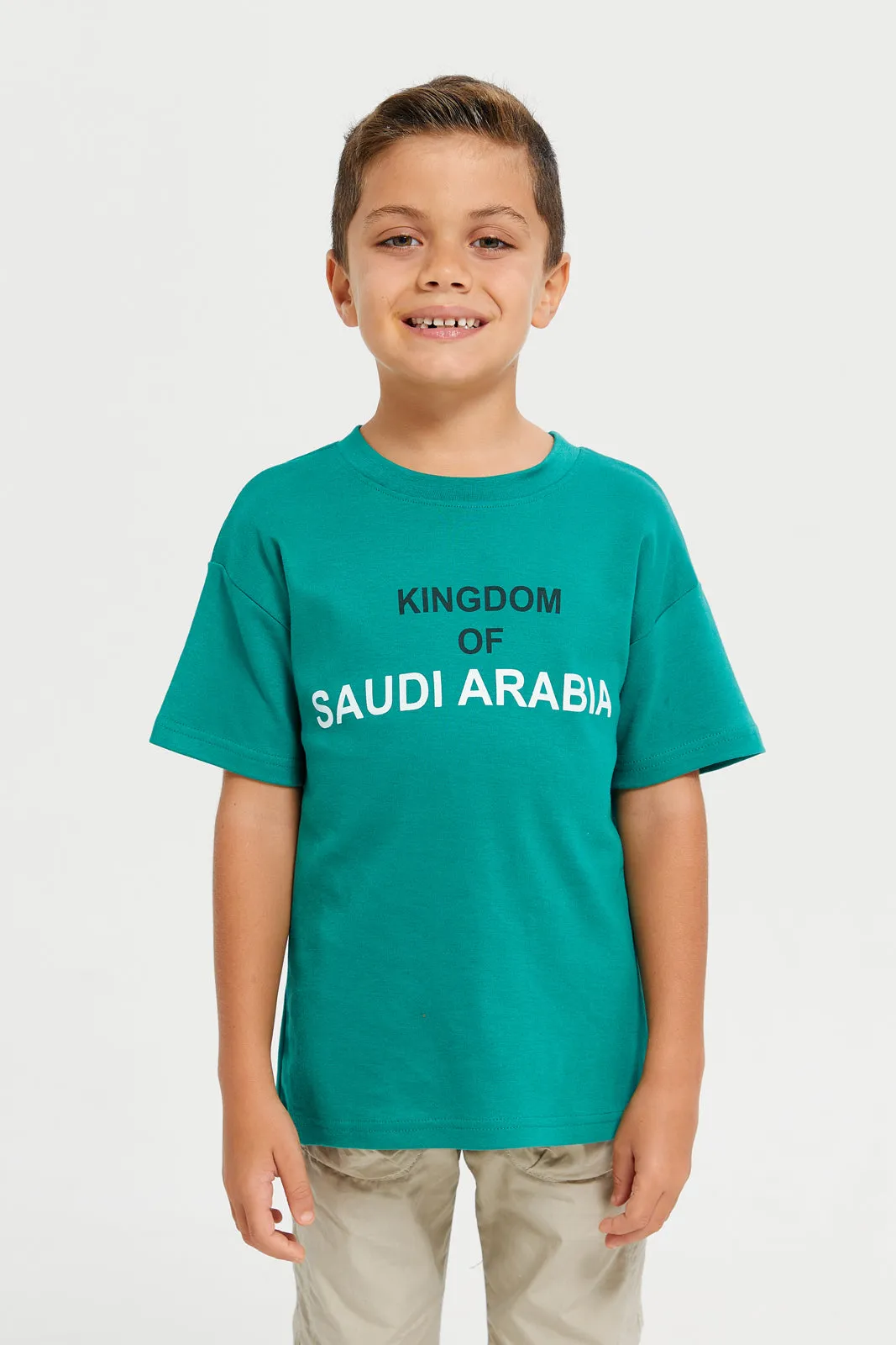 Boys Green Printed T-Shirt