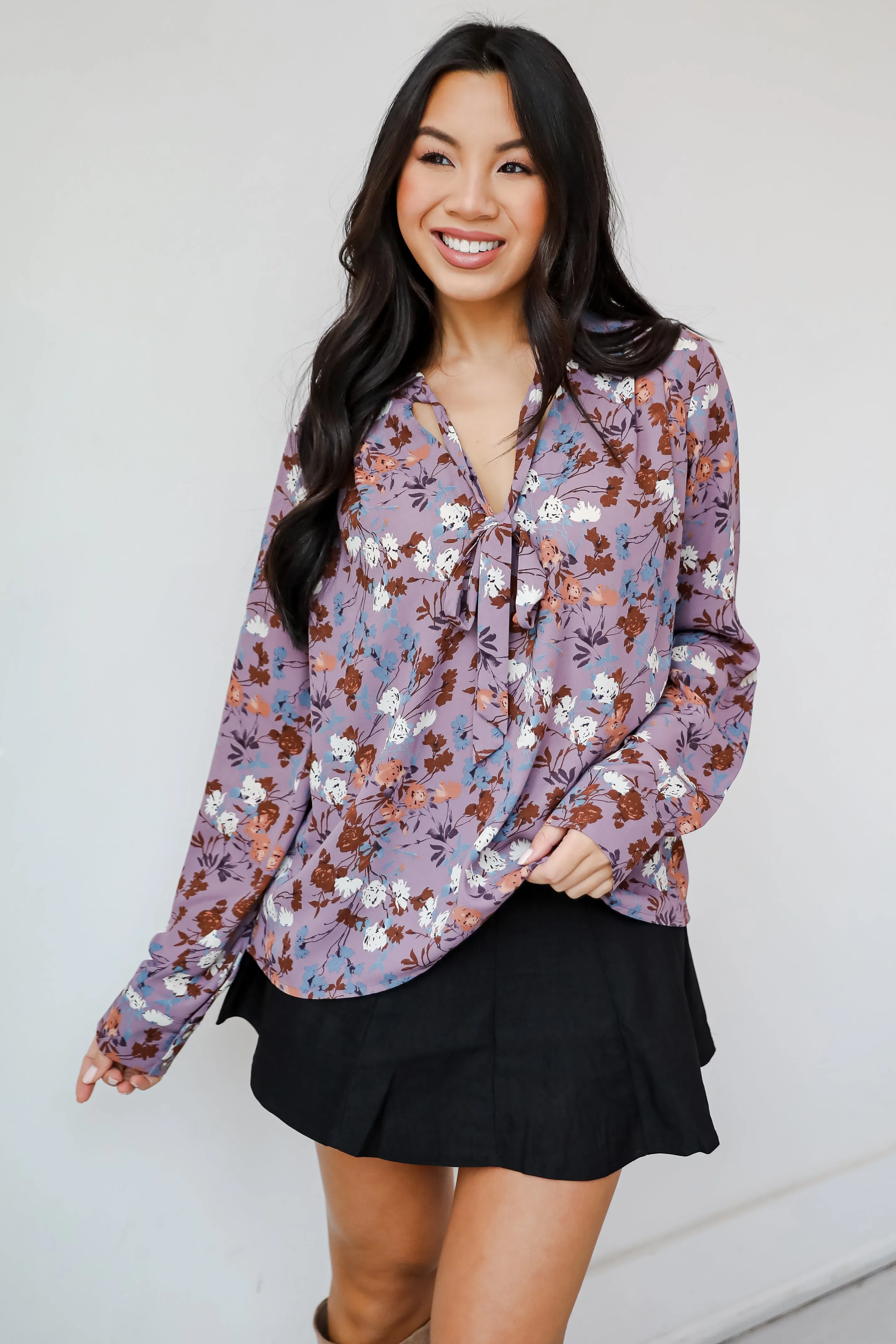 Certainly Flawless Purple Floral Blouse