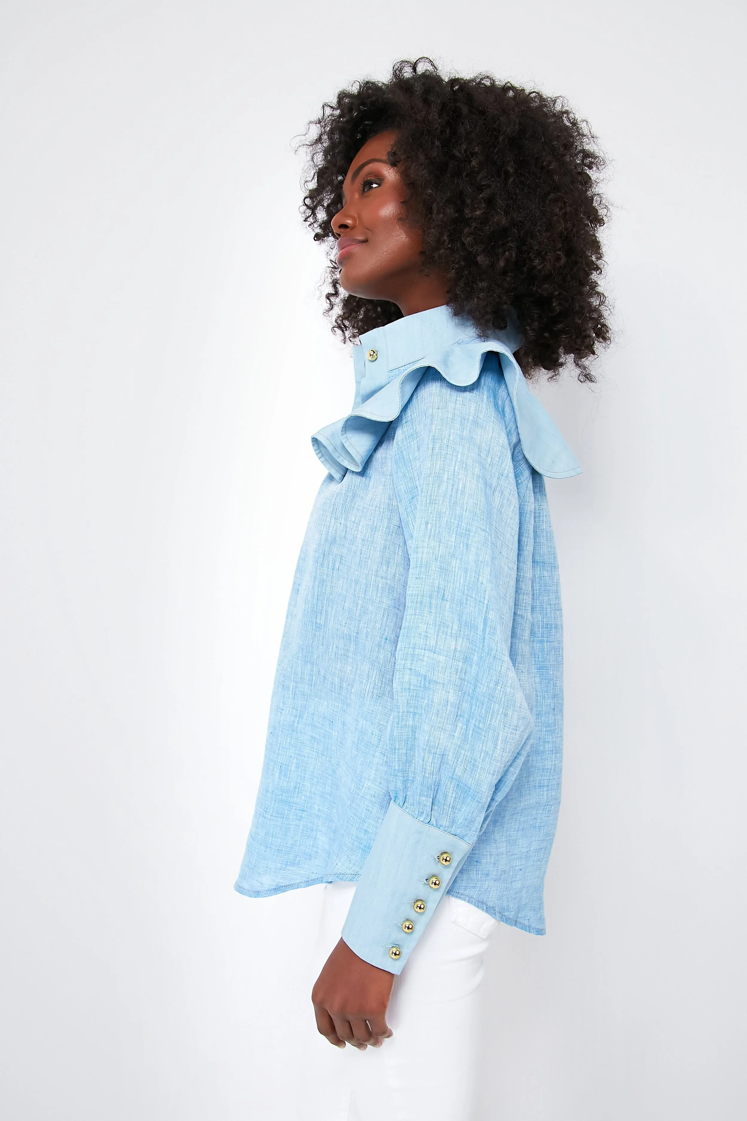 Chambray Linen Mirabella Blouse