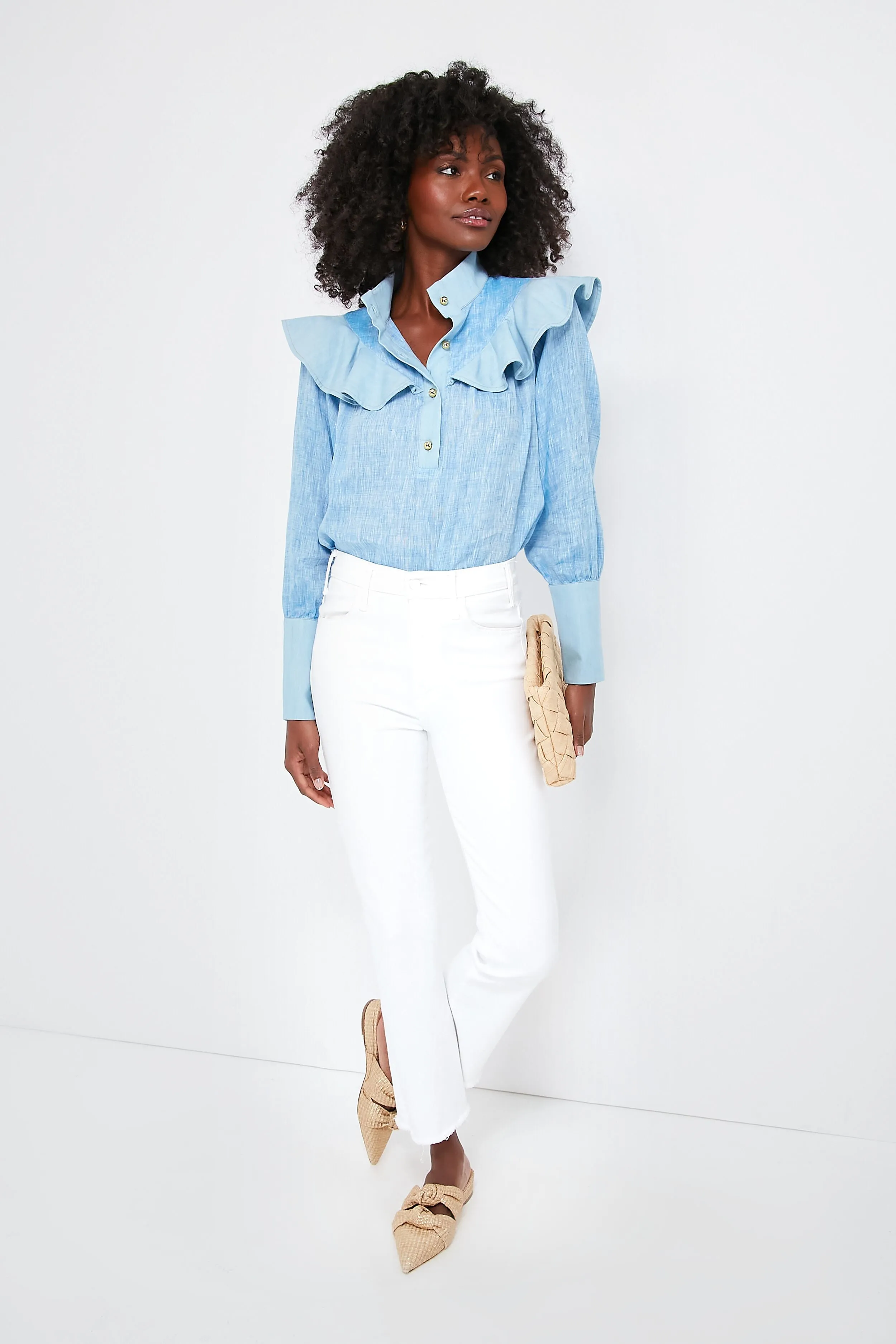 Chambray Linen Mirabella Blouse