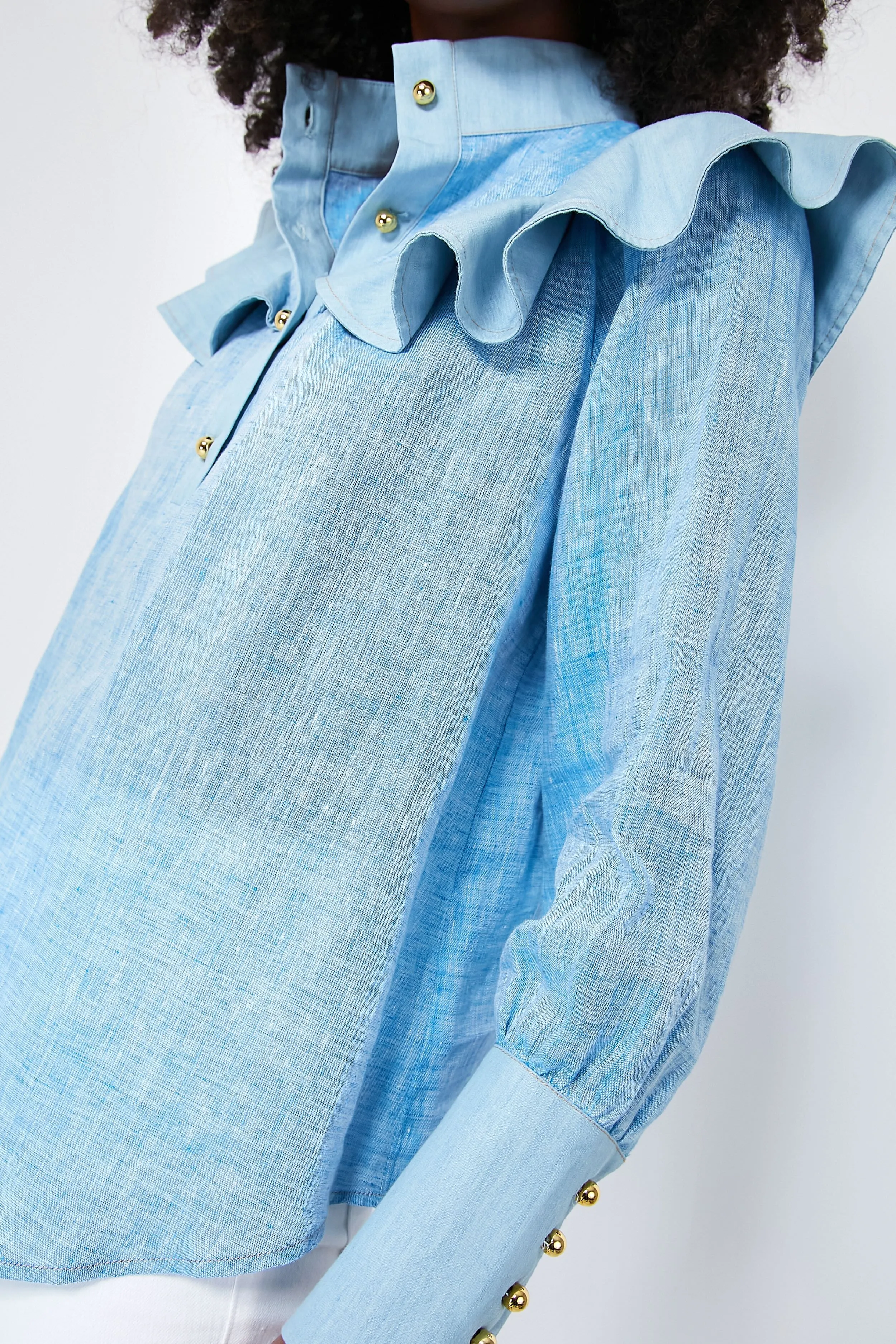 Chambray Linen Mirabella Blouse