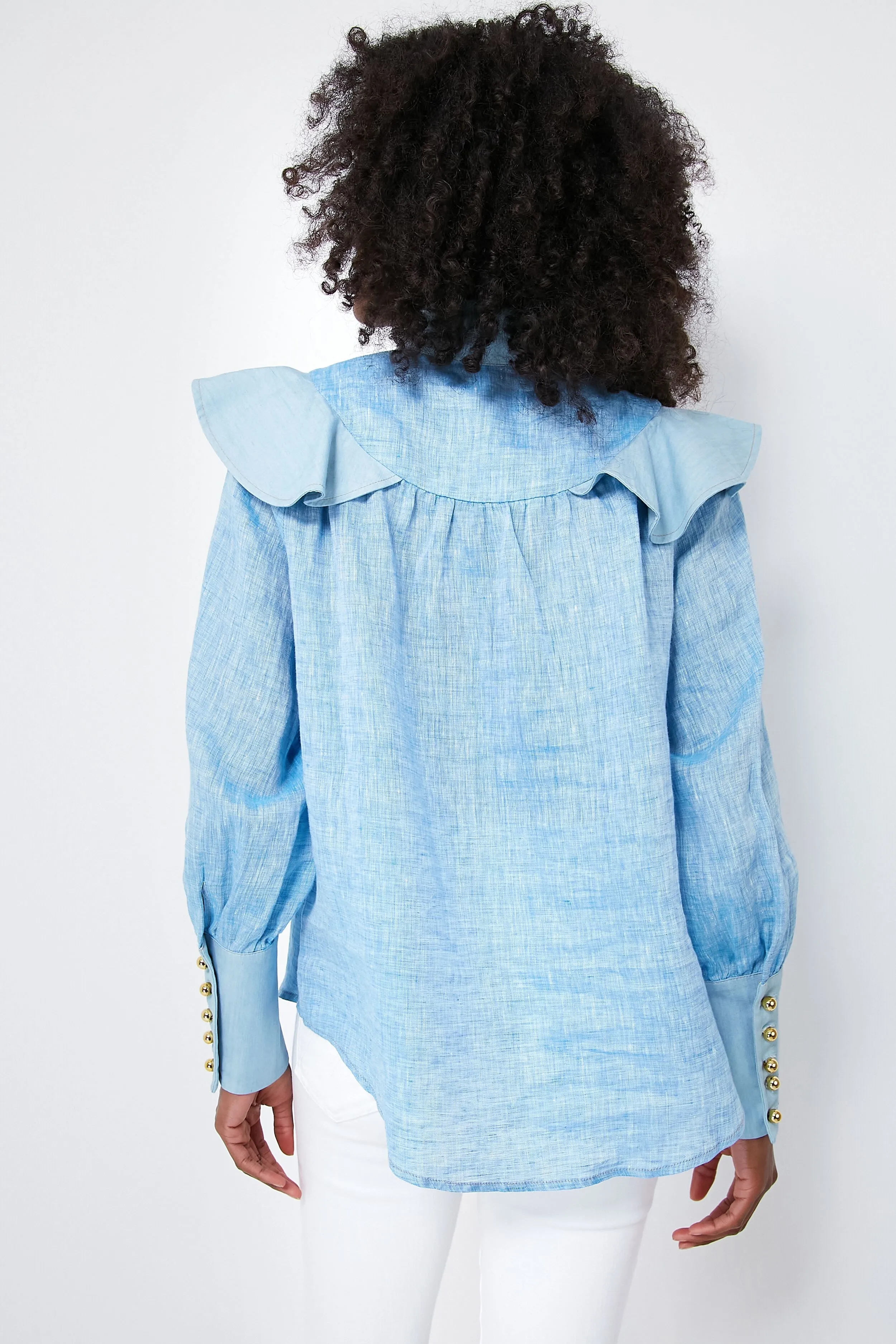 Chambray Linen Mirabella Blouse