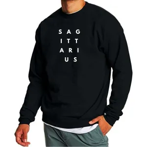 Cotton Black Printed Sweatshirt for Men Full Sleeves - Sagittarius