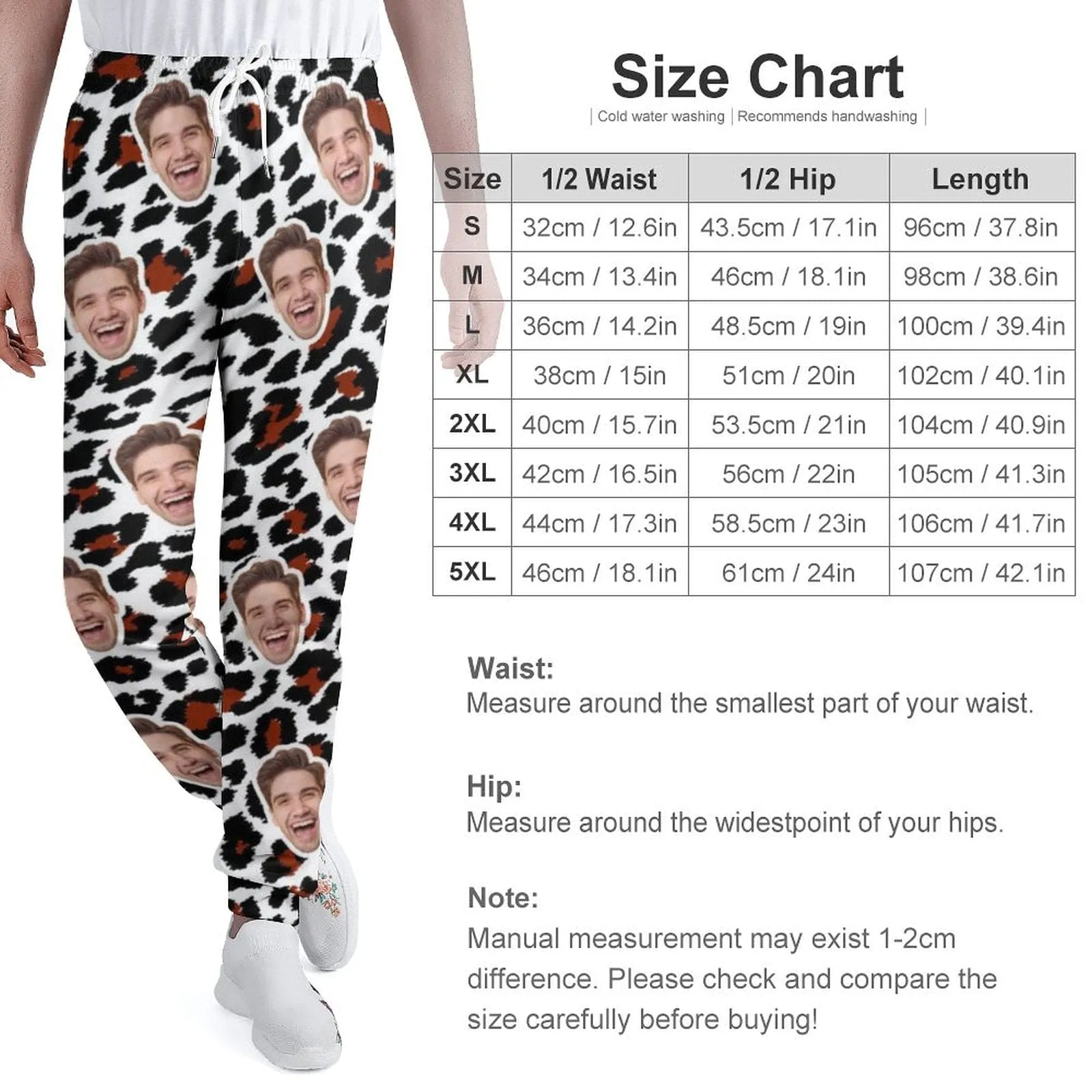 Custom Face Leopard Print Sweatpants Unisex Personalized Closed Bottom Casual Joggers