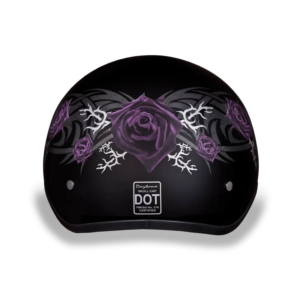 D6-PR D.O.T. DAYTONA SKULL CAP - W/ PURPLE ROSE