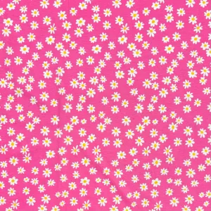 Daisies on Pink 100% Cotton Jersey Fabric