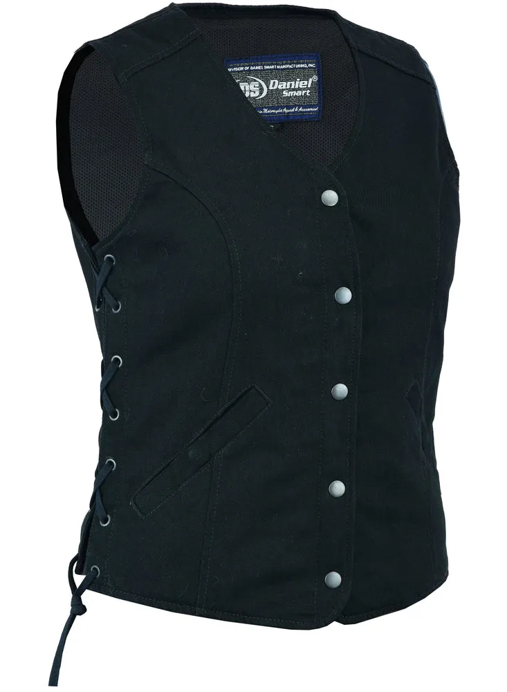 DM908 Women's Denim Longer Body Vest - Side Laces