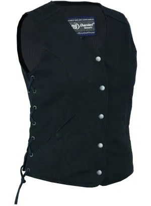 DM908 Women's Denim Longer Body Vest - Side Laces