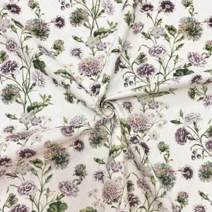 Enchanted Floral on Ivory Cotton Canvas Fabric