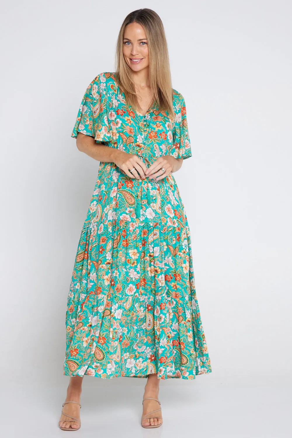 Evelyn Dress - Mint Citrus/Paisley