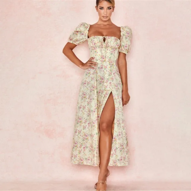 Fleur Midi Summer High Slit Dress