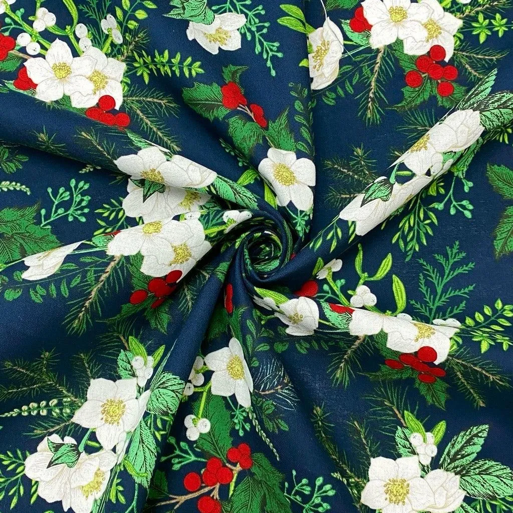 Floral Mistletoe Cotton Fabric