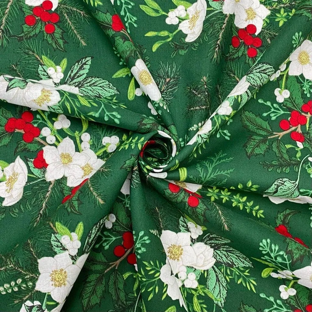 Floral Mistletoe Cotton Fabric