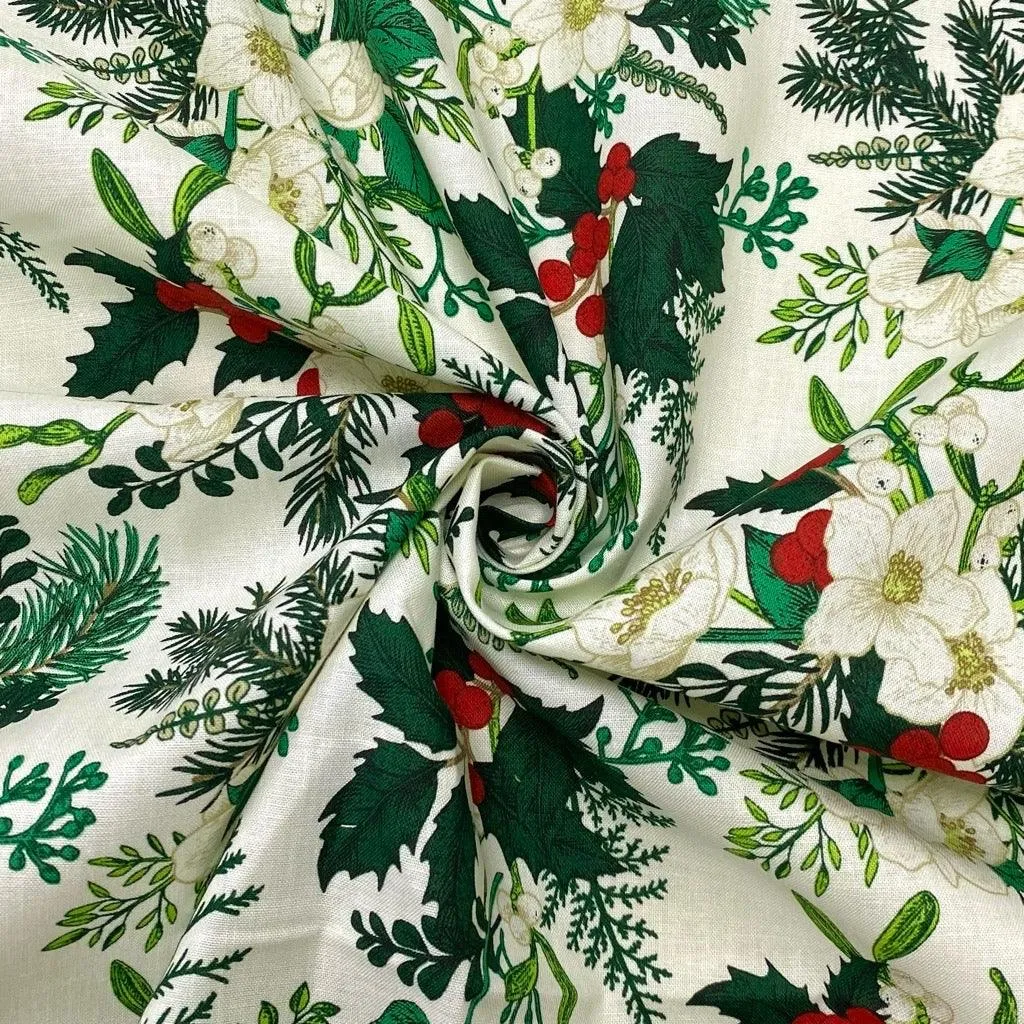 Floral Mistletoe Cotton Fabric