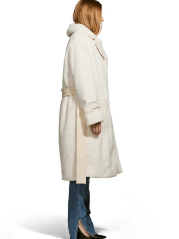 Freed Violet Faux Fur Long Coat In Cream