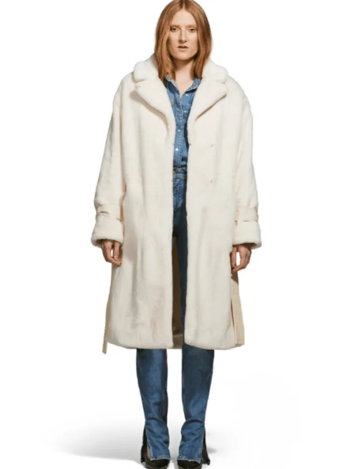 Freed Violet Faux Fur Long Coat In Cream