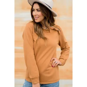 Frills Shoulder Zipper Accent Sweatshirt