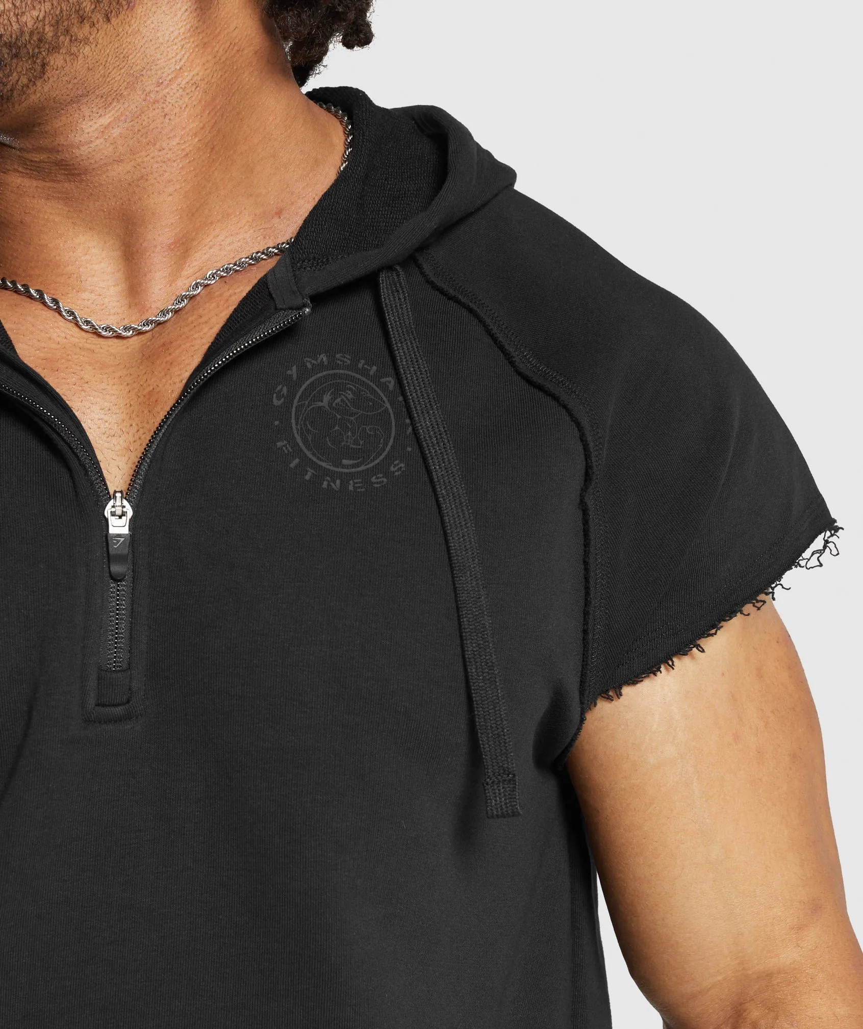 Gymshark Legacy 1/4 Zip Cap Sleeve Hoodie - Black