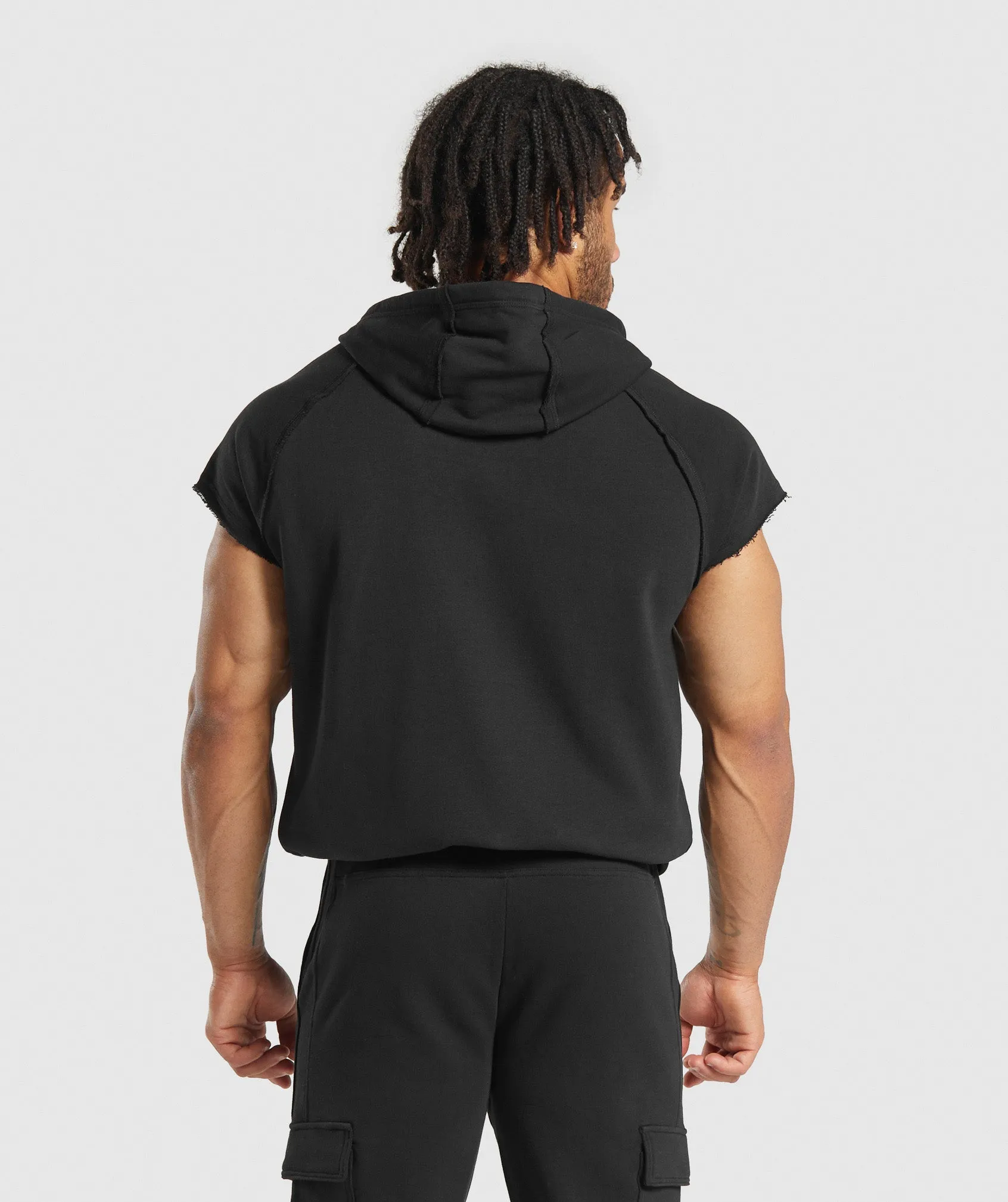 Gymshark Legacy 1/4 Zip Cap Sleeve Hoodie - Black