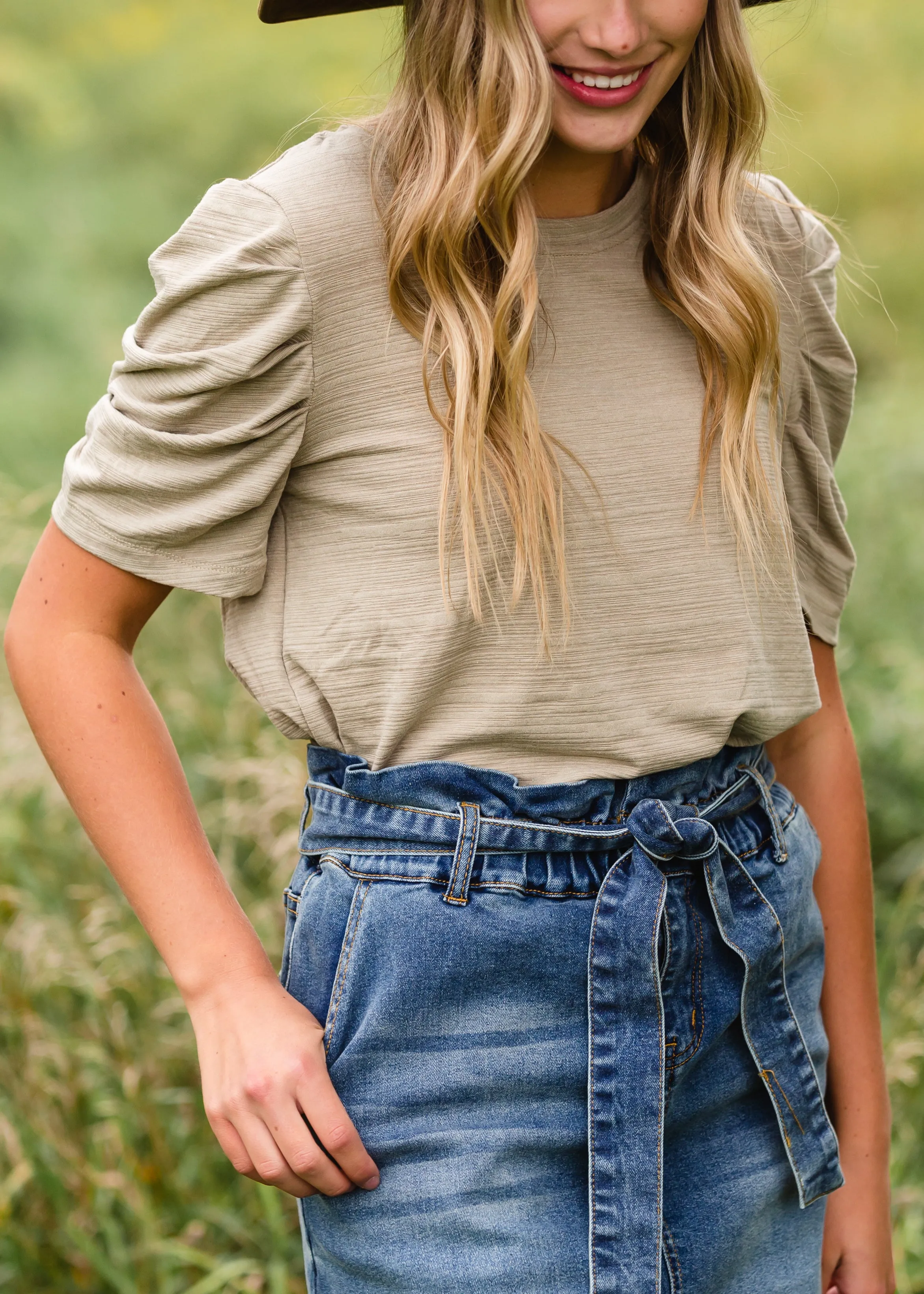 Heather Sage Short Sleeve Top - FINAL SALE