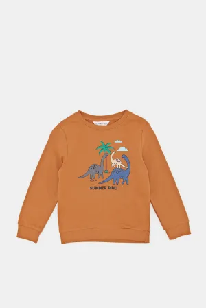 Infant Boys Brown Dino Print Sweatshirt