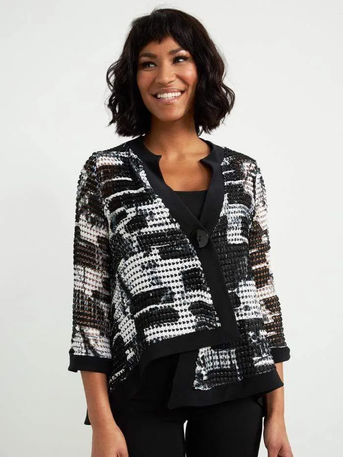 Joseph Ribkoff S Black and White Printed Jacket 211360