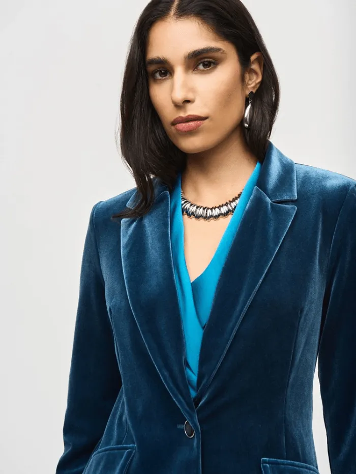 Joseph Ribkoff Velvet Fitted Blazer In Nightfall 243286 Col 3920