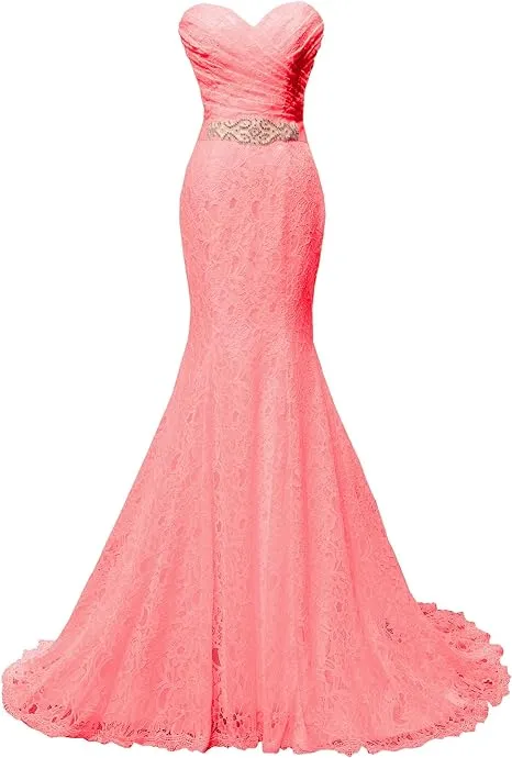 kamahe Chic Mermaid Sweetheart Long Lace Prom Dress