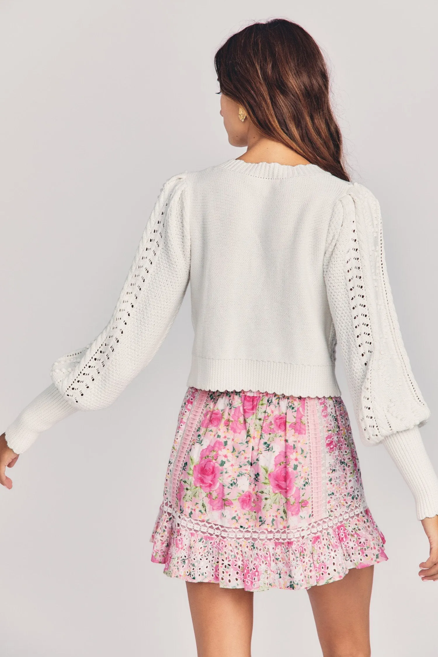 Love Shack Fancy - Romeo Cropped Cardigan in White