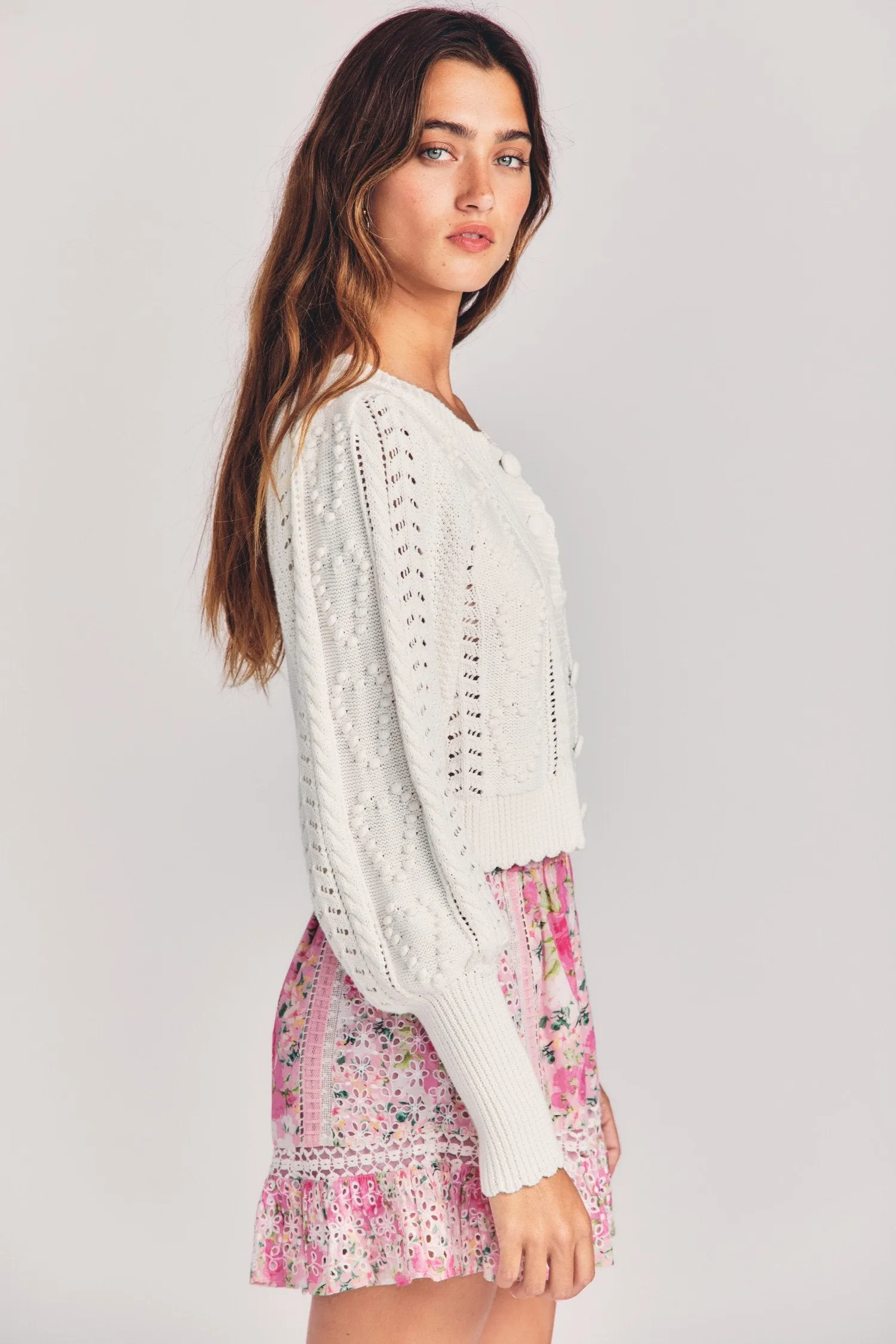 Love Shack Fancy - Romeo Cropped Cardigan in White