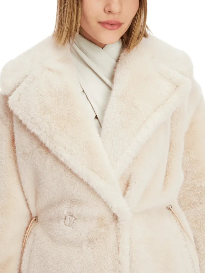 Marc Cain Additions Faux Furry Coat In Light Beige XA 12.07 W86 COL 182