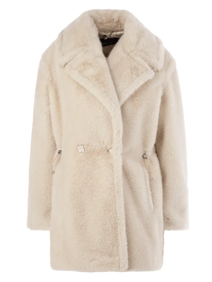 Marc Cain Additions Faux Furry Coat In Light Beige XA 12.07 W86 COL 182