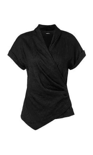 Marc Cain Blouse-style top in linen blend black LC 56.03 W47 900