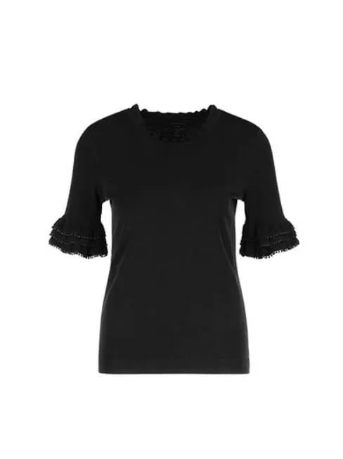 Marc Cain Collections Top With Flounced Sleeves Black LC 41.02 M39 900