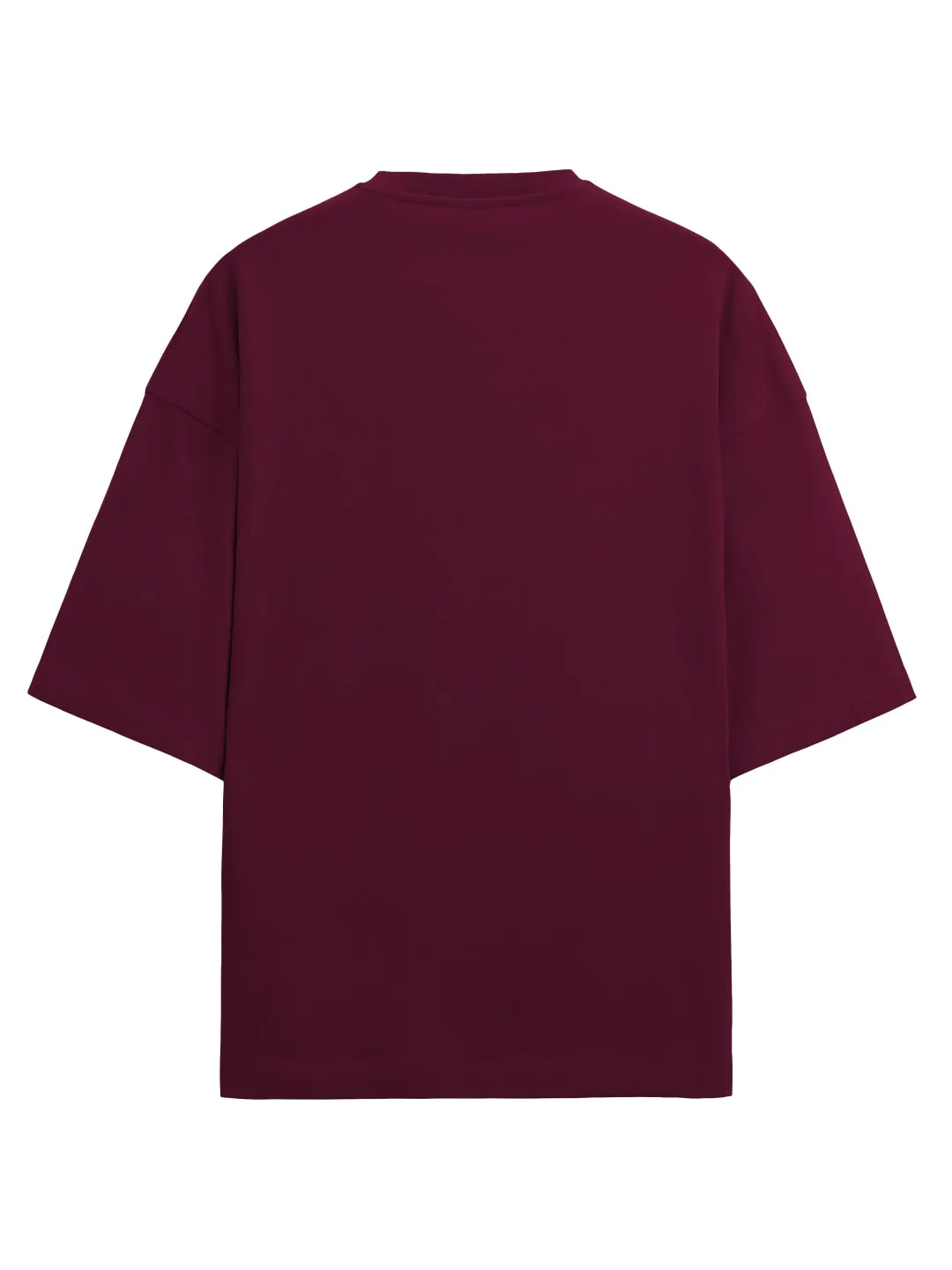 Maroon Heavy Weight Fabric Plus Size Drop Shoulder T-shirt