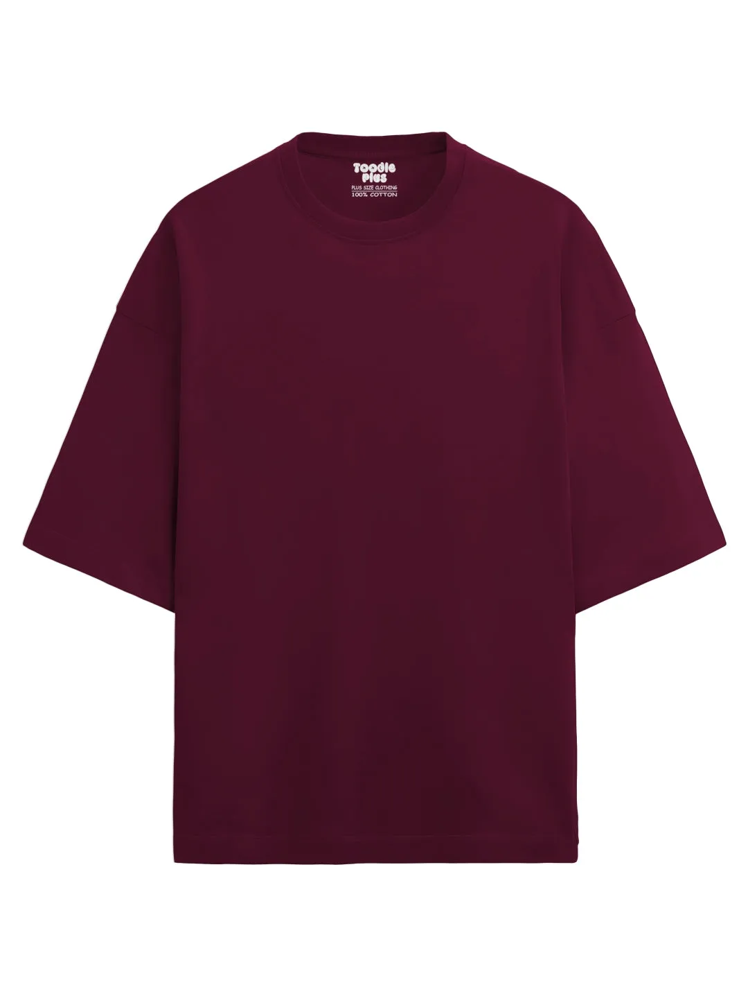 Maroon Heavy Weight Fabric Plus Size Drop Shoulder T-shirt