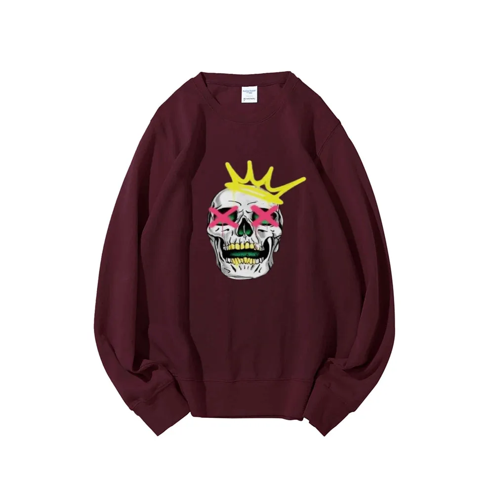 Mens Ruby Tooth King Skull Graphic Sweatshirts