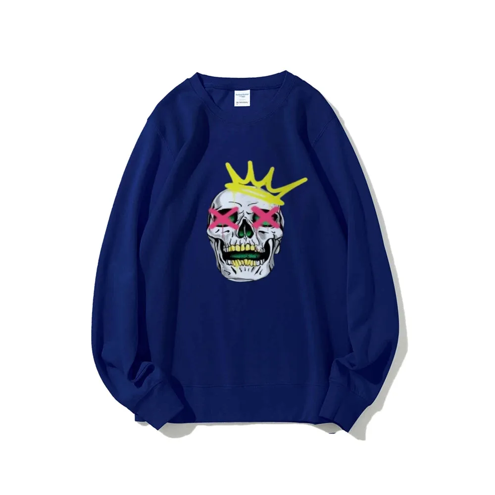 Mens Ruby Tooth King Skull Graphic Sweatshirts