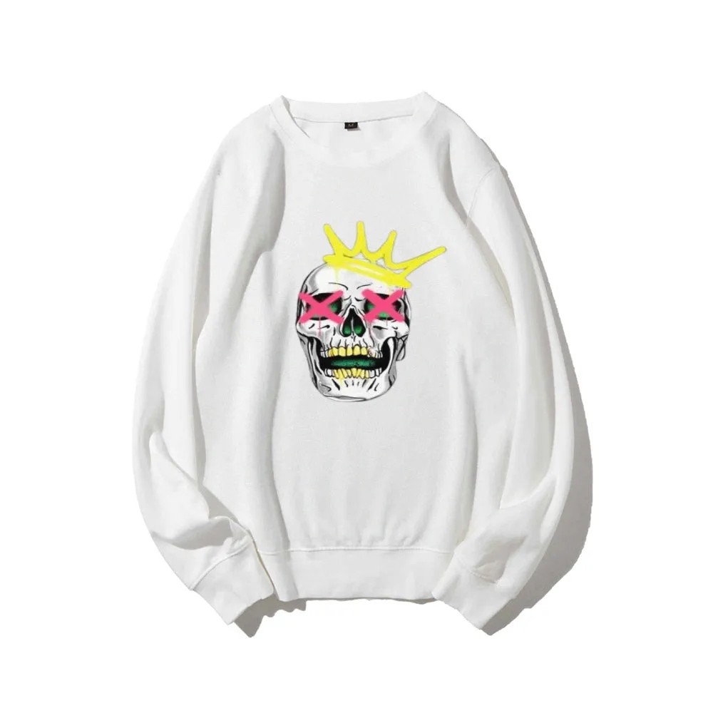 Mens Ruby Tooth King Skull Graphic Sweatshirts