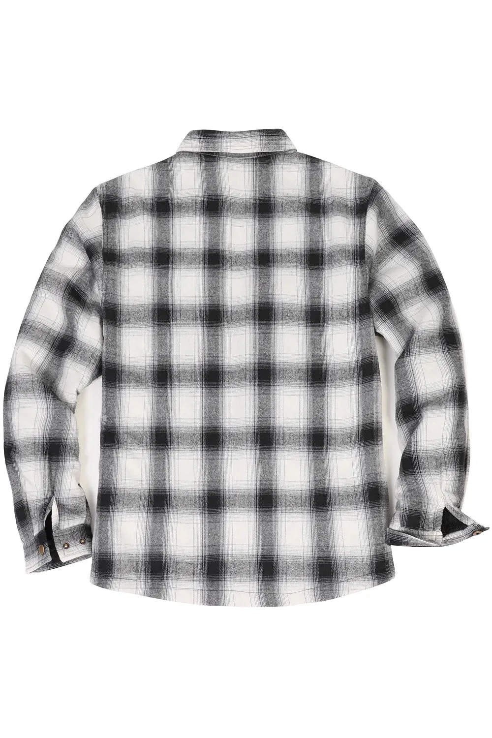 Men's Snap Front Flannel Shirt Jacket, Sherpa-Lined Plaid Shacket