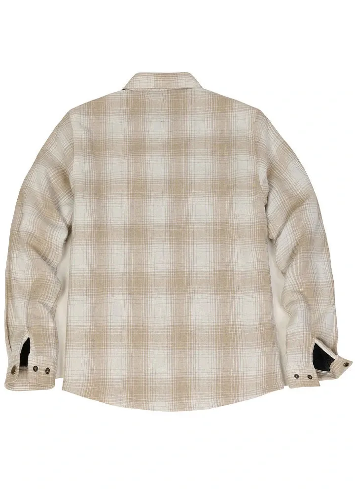 Men's Snap Front Flannel Shirt Jacket, Sherpa-Lined Plaid Shacket